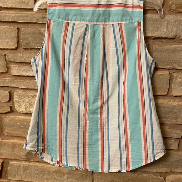 Striped Pattern Blouse Sleeveless St Johns Bay, Size PM - Picture 5 of 10